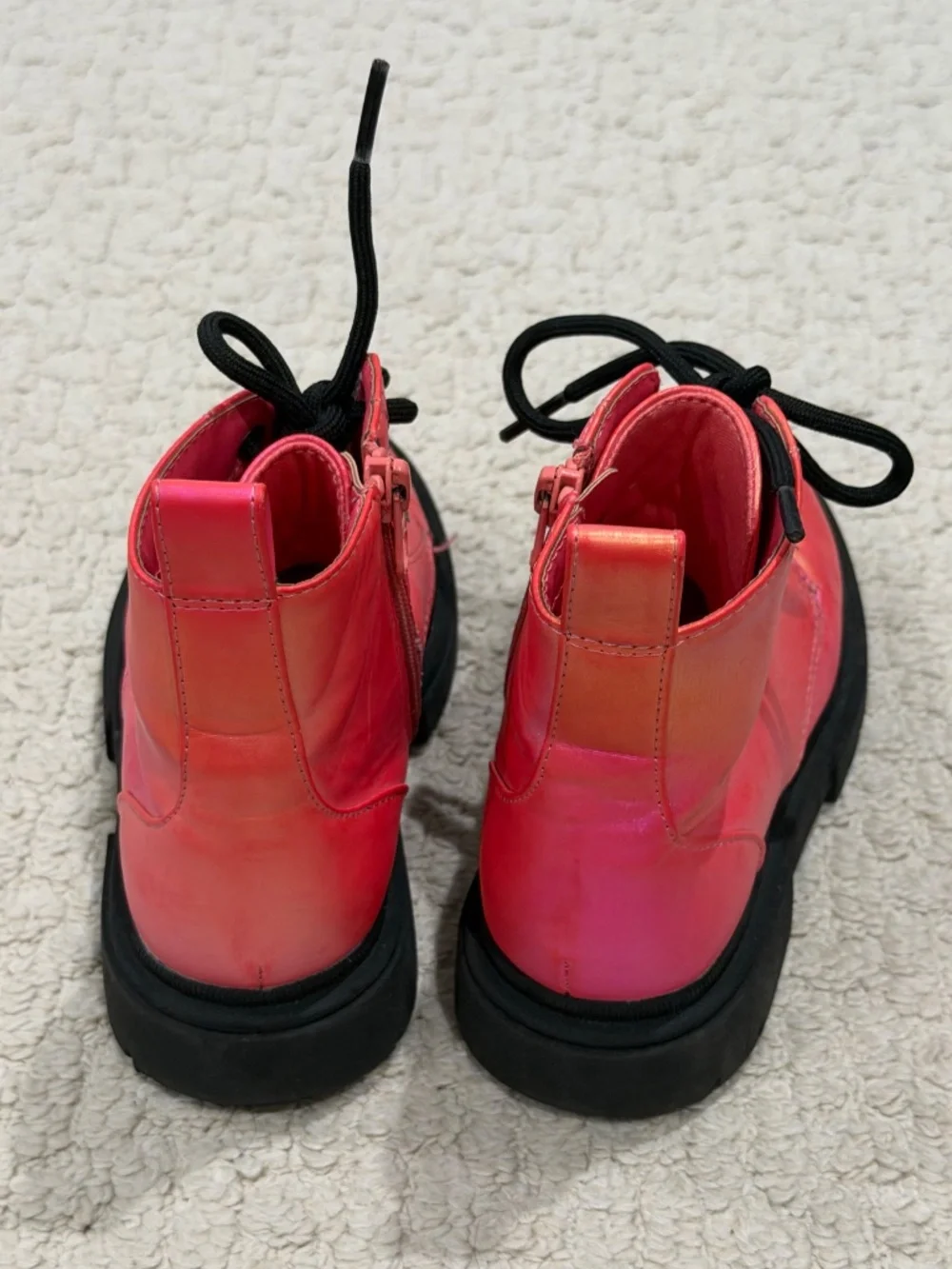 Kids Art Class Pink Iridescent Combat Boots Size 13